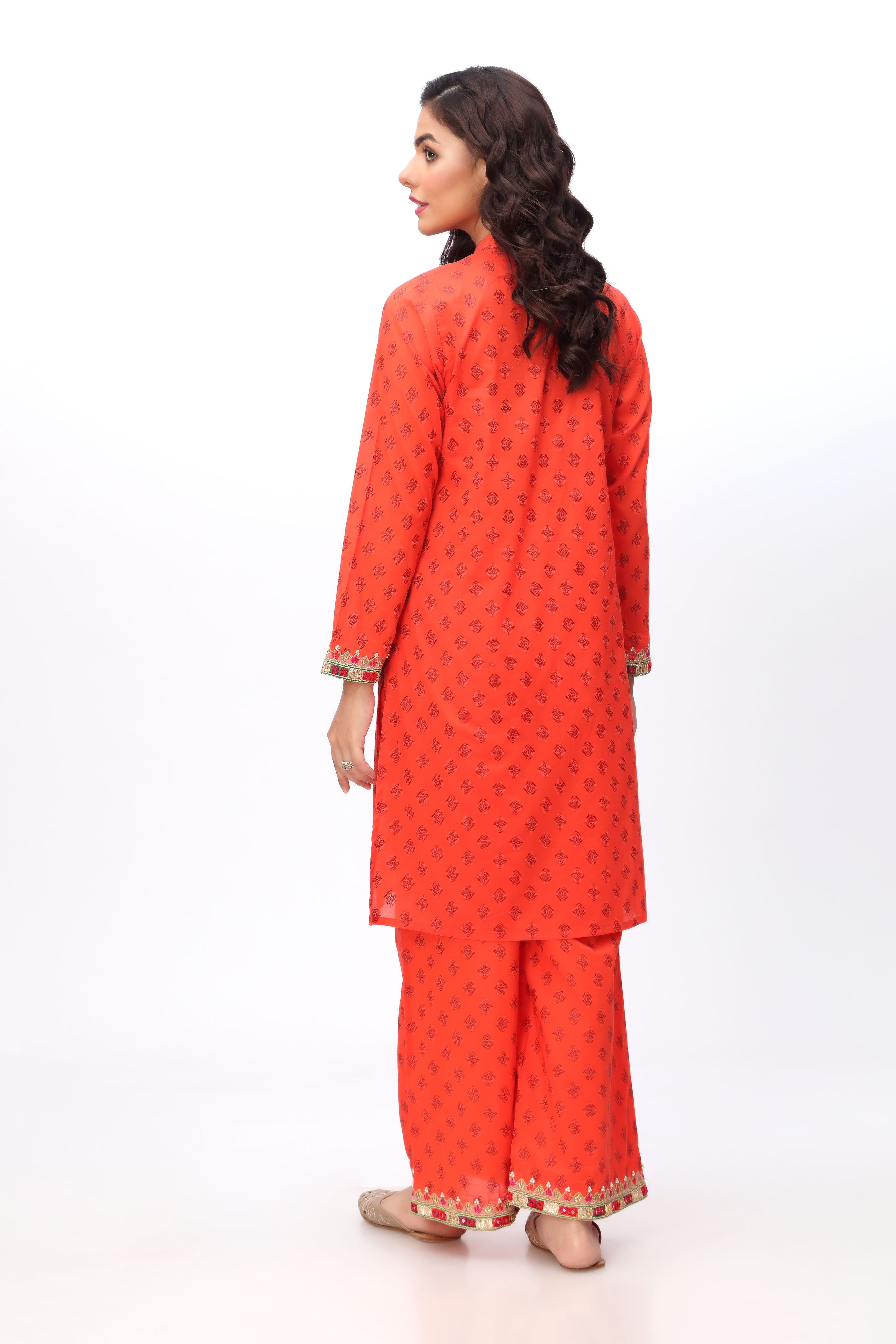 Panni Placket in Orange coloured Printed Lawn fabric 3