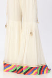 Coloured Patti 2 in Off White coloured Pak Chiffon fabric