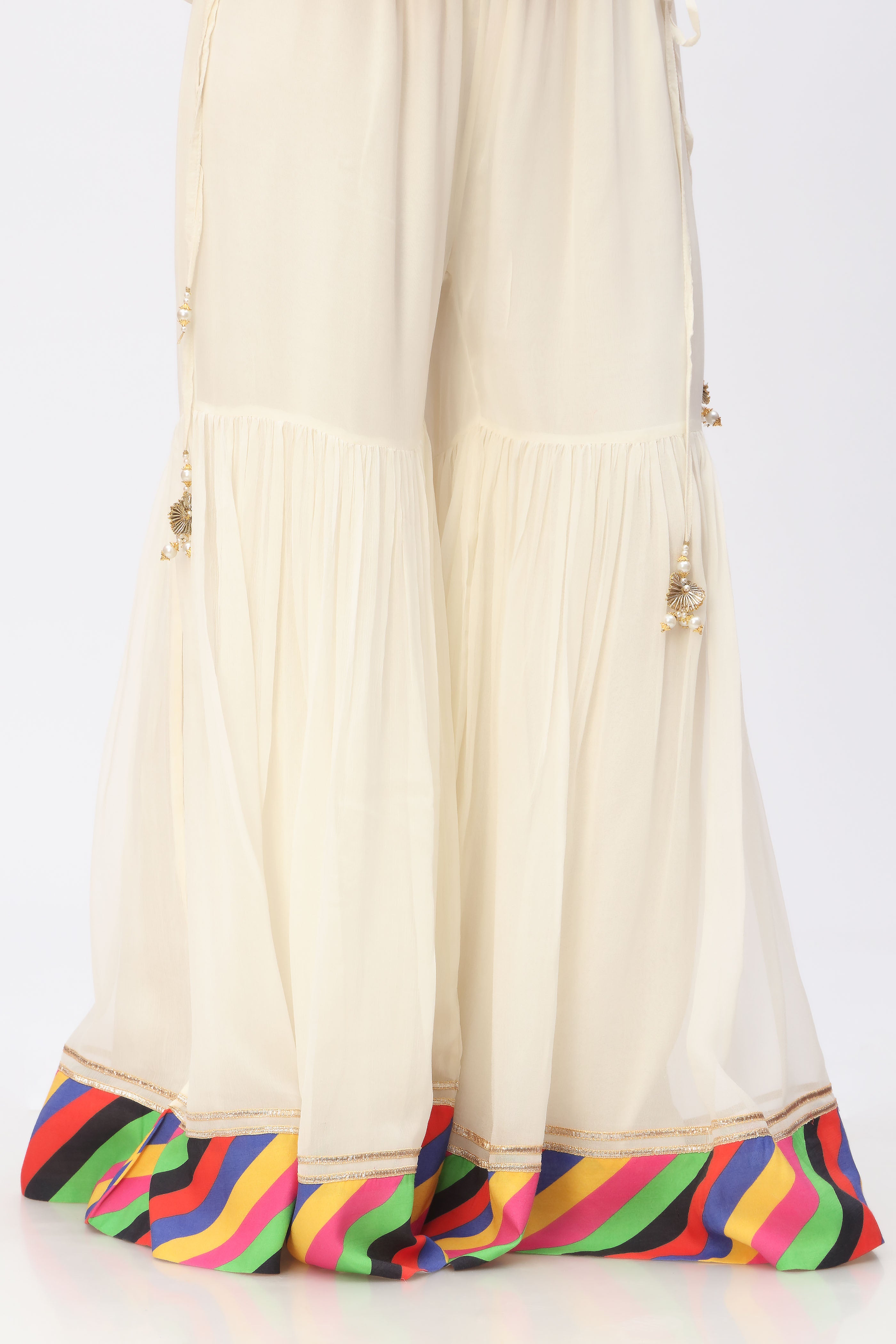 Coloured Patti 2 in Off White coloured Pak Chiffon fabric 3