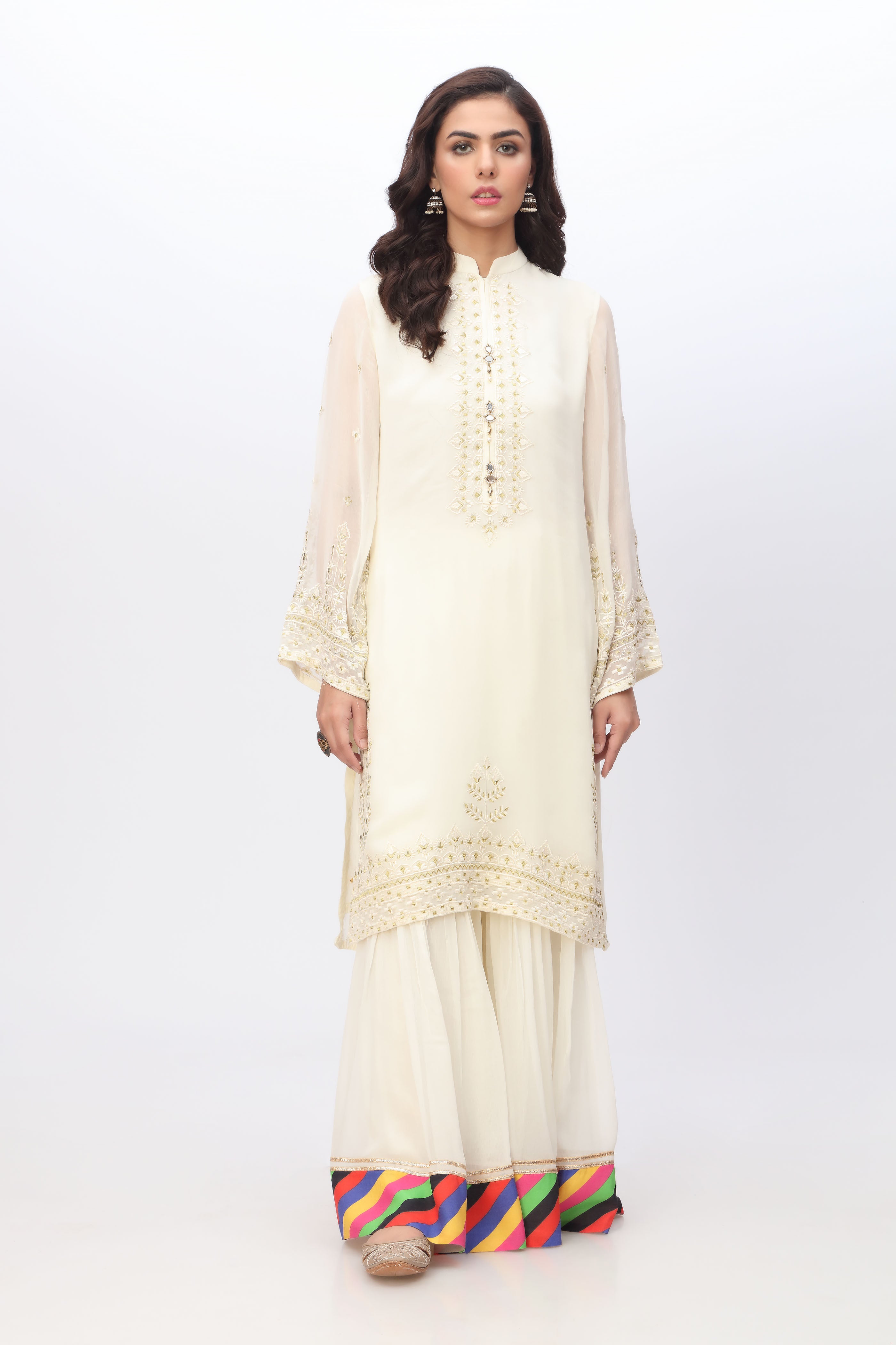 White Behar in Off White coloured Pak Chiffon fabric