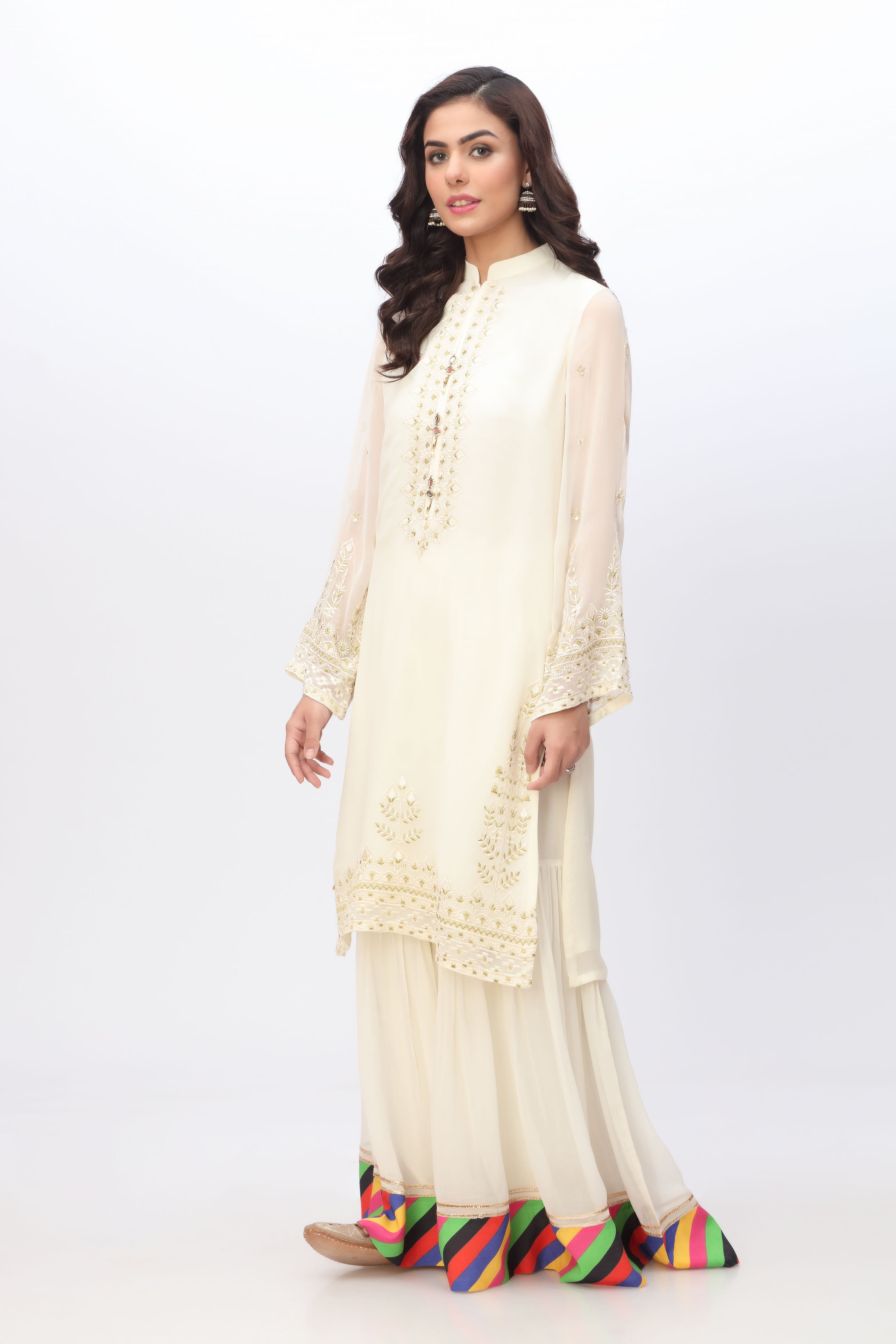 White Behar in Off White coloured Pak Chiffon fabric 2