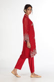 Red Geometric 1 in Red coloured Pak Chiffon fabric 2