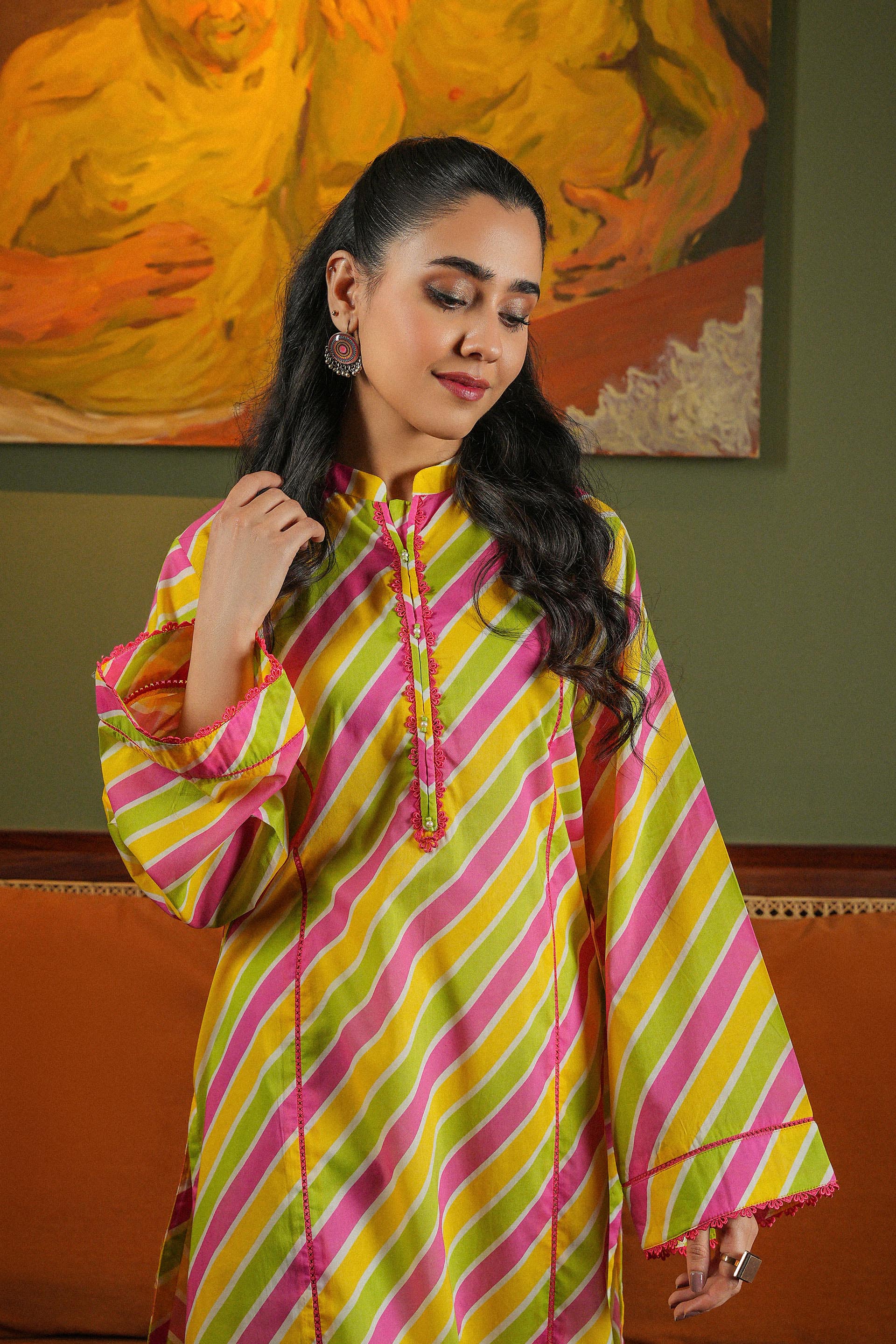 Rangeen: 1 Piece Top in Multi Lawn (TR1087)