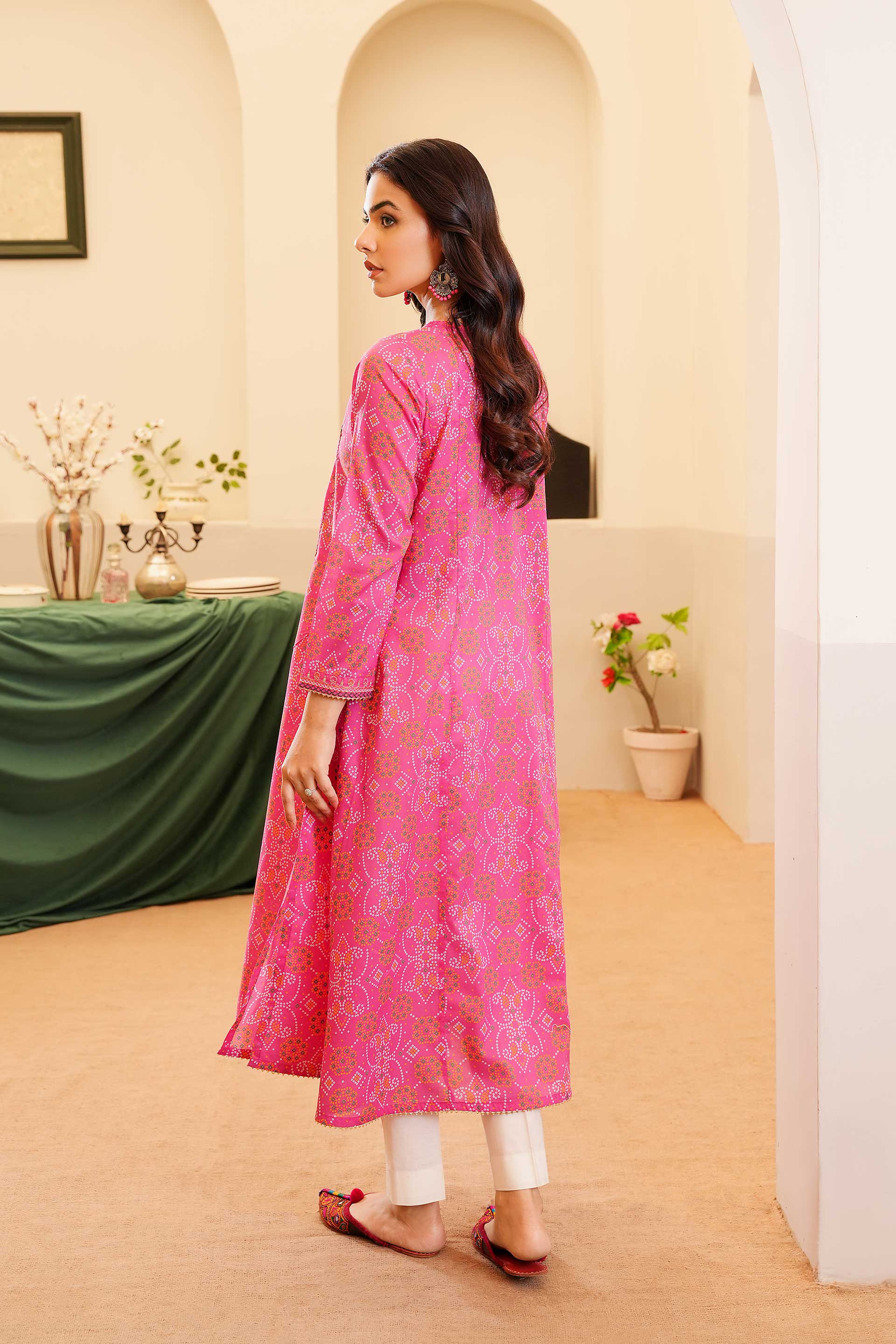 Pink Festive Chunri: 1 Piece Frock in Multi Lawn (TR1157)