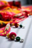 Roses Spray Ll in Multi coloured Pak Raw Silk fabric 3
