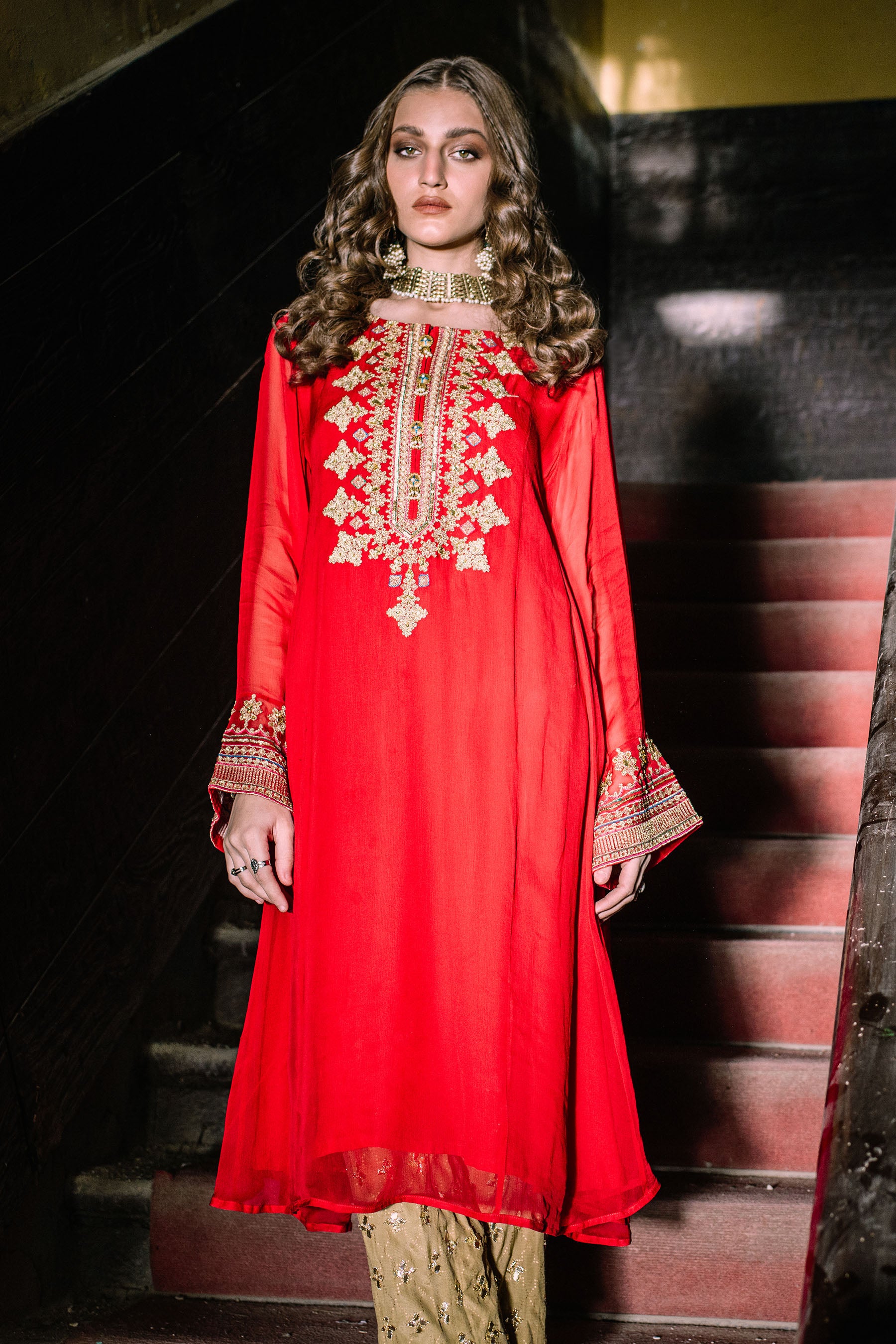 Red Gala 1 in Red coloured Pak Chiffon fabric 4