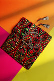 Black Base Paisley in Multi coloured Printed Lawn fabric