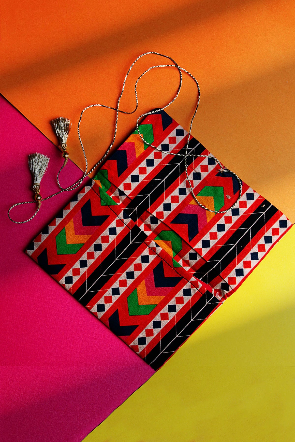Coloured Arrows in Multi coloured Printed Cambric fabric