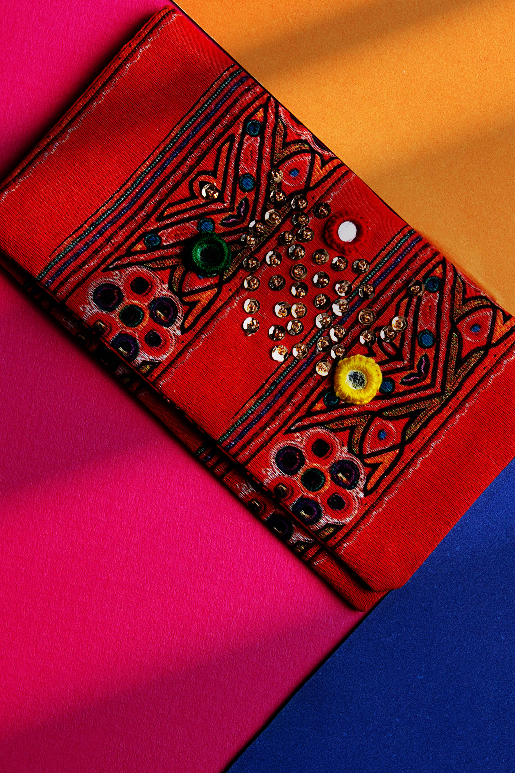 Gujrati Print in Multi coloured Cambric fabric 3