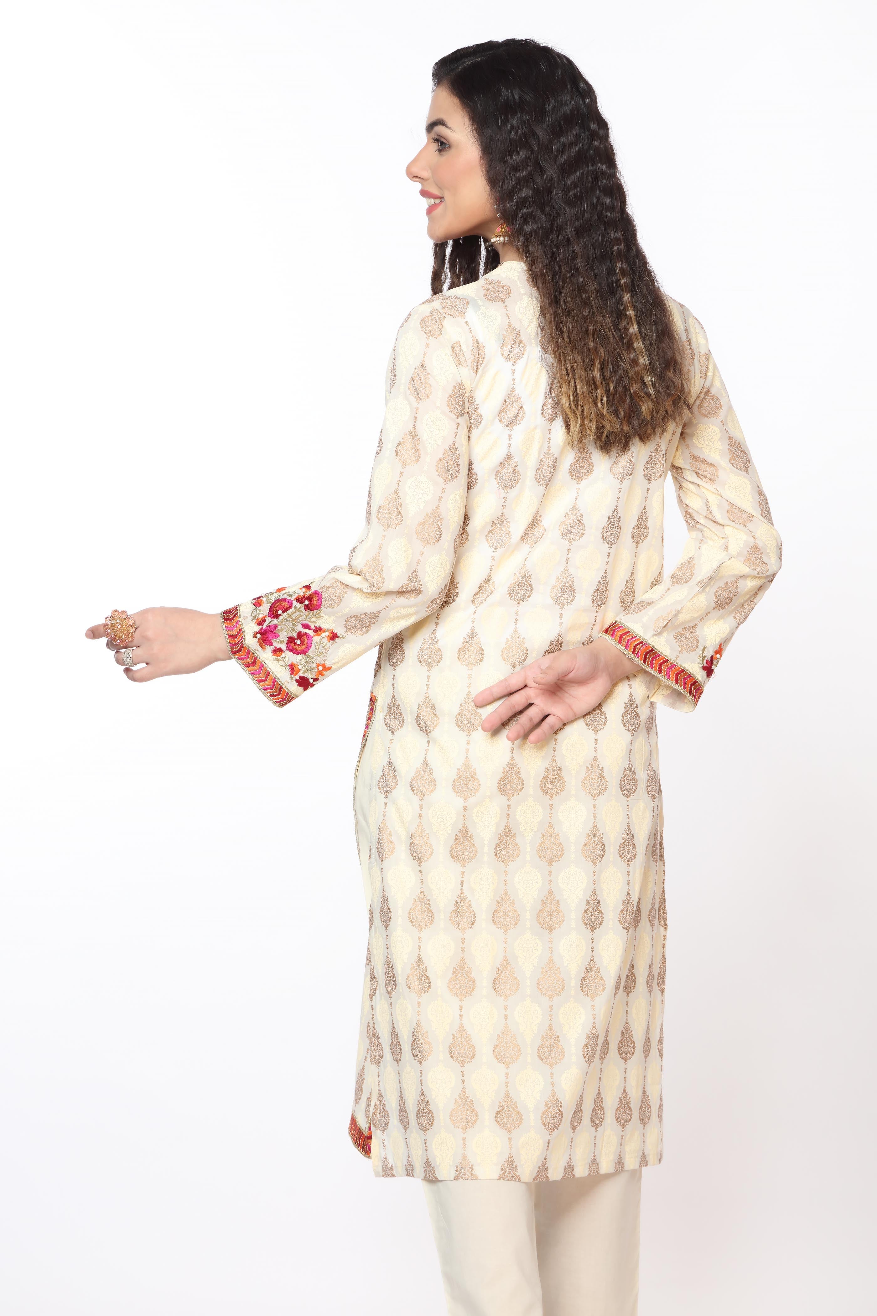 Pearl Phool in Off White coloured Printed Lawn fabric 3