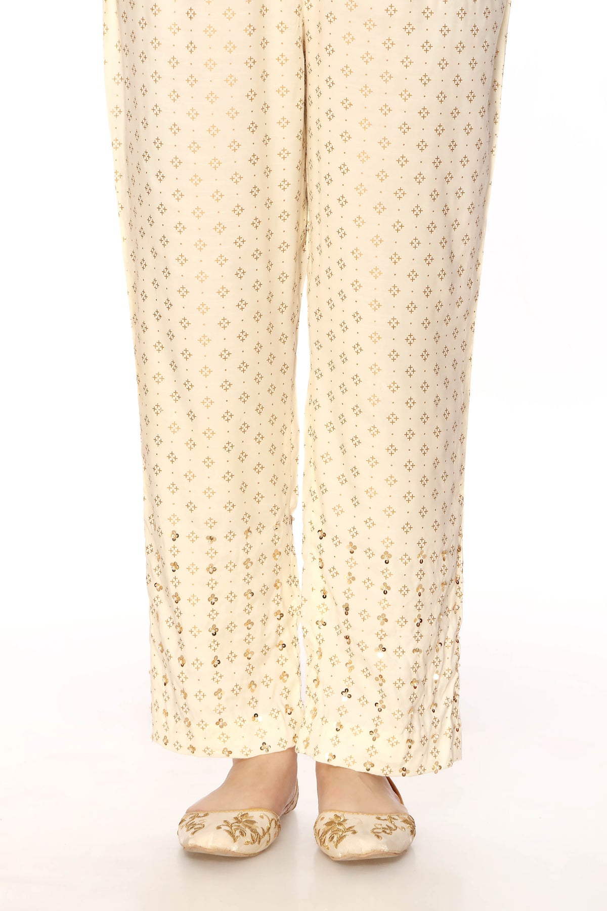 Square Trouser in Off White coloured Pak Raw Silk fabric