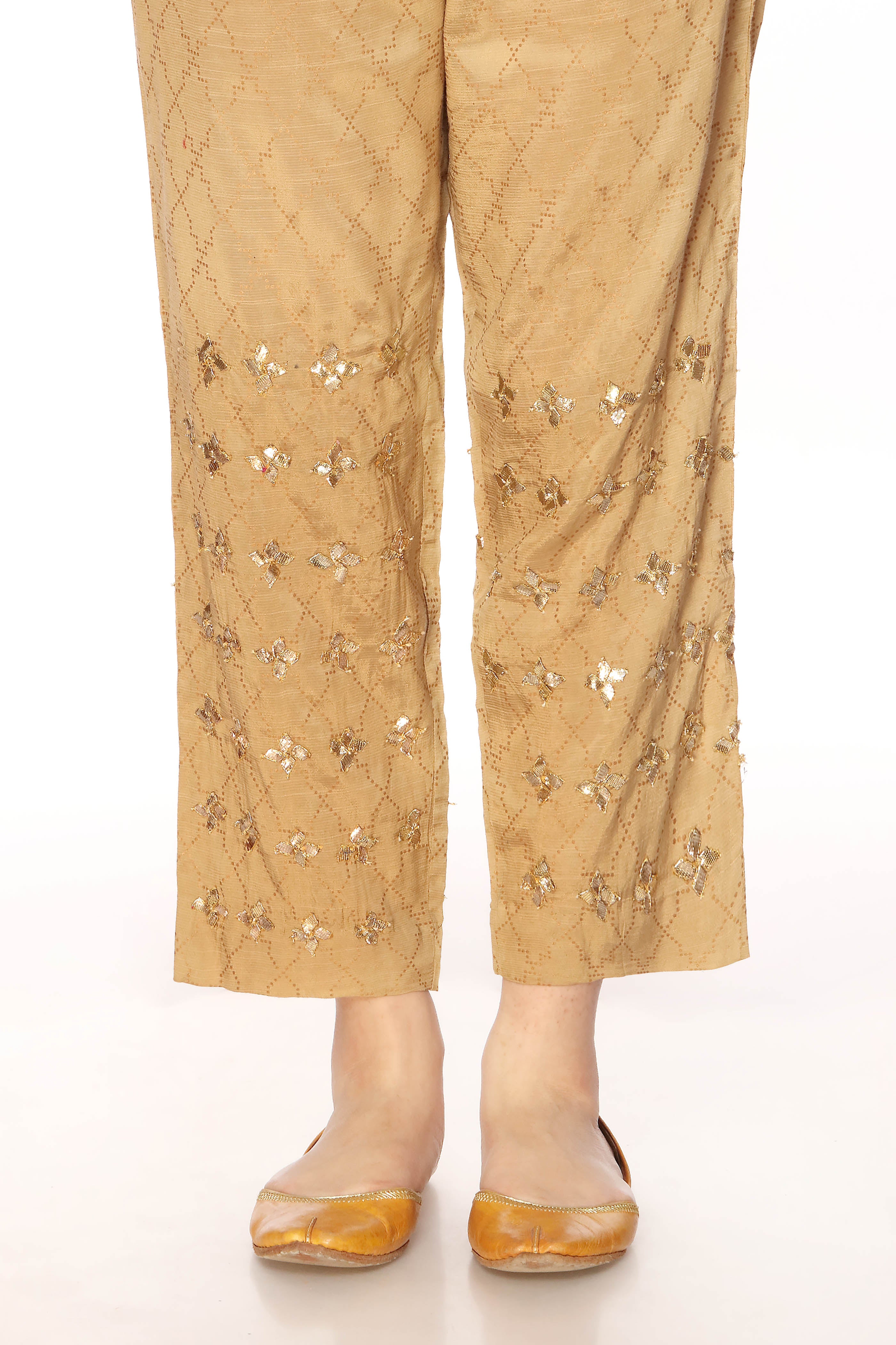 Star Trouser in Beige coloured Pak Raw Silk fabric