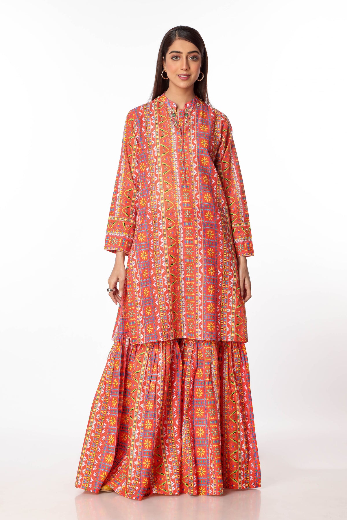 Balochi Pattern in Multi coloured Printed Lawn fabric