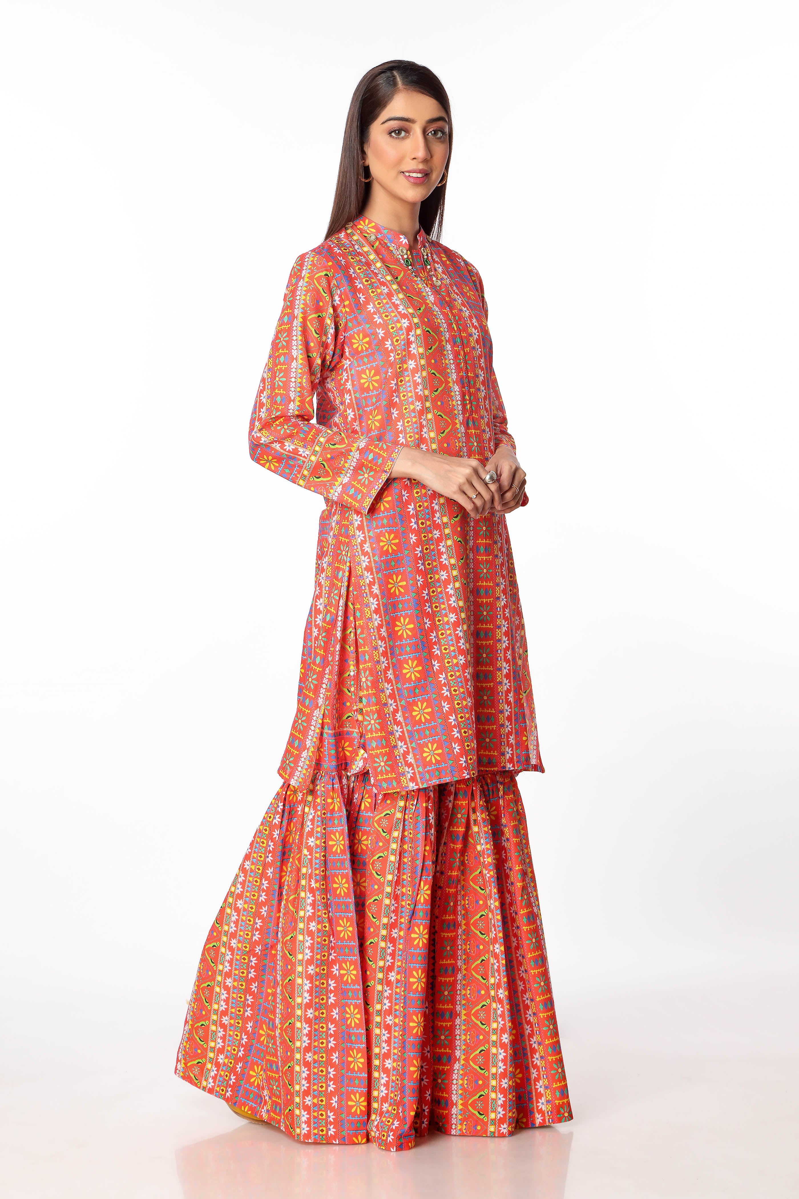 Balochi Pattern in Multi coloured Printed Lawn fabric 2