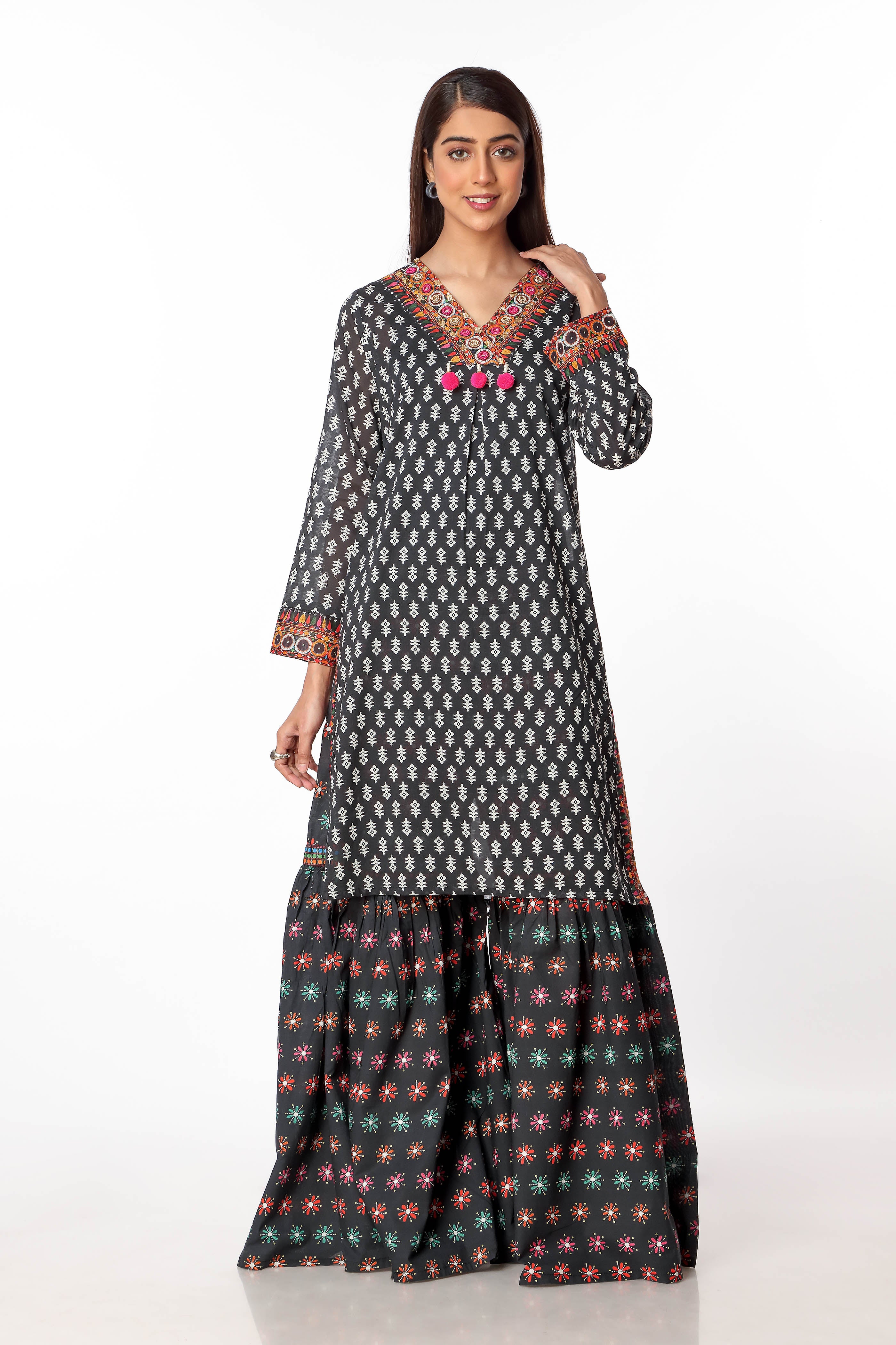 Sheesha Haar in Multi coloured Printed Lawn fabric
