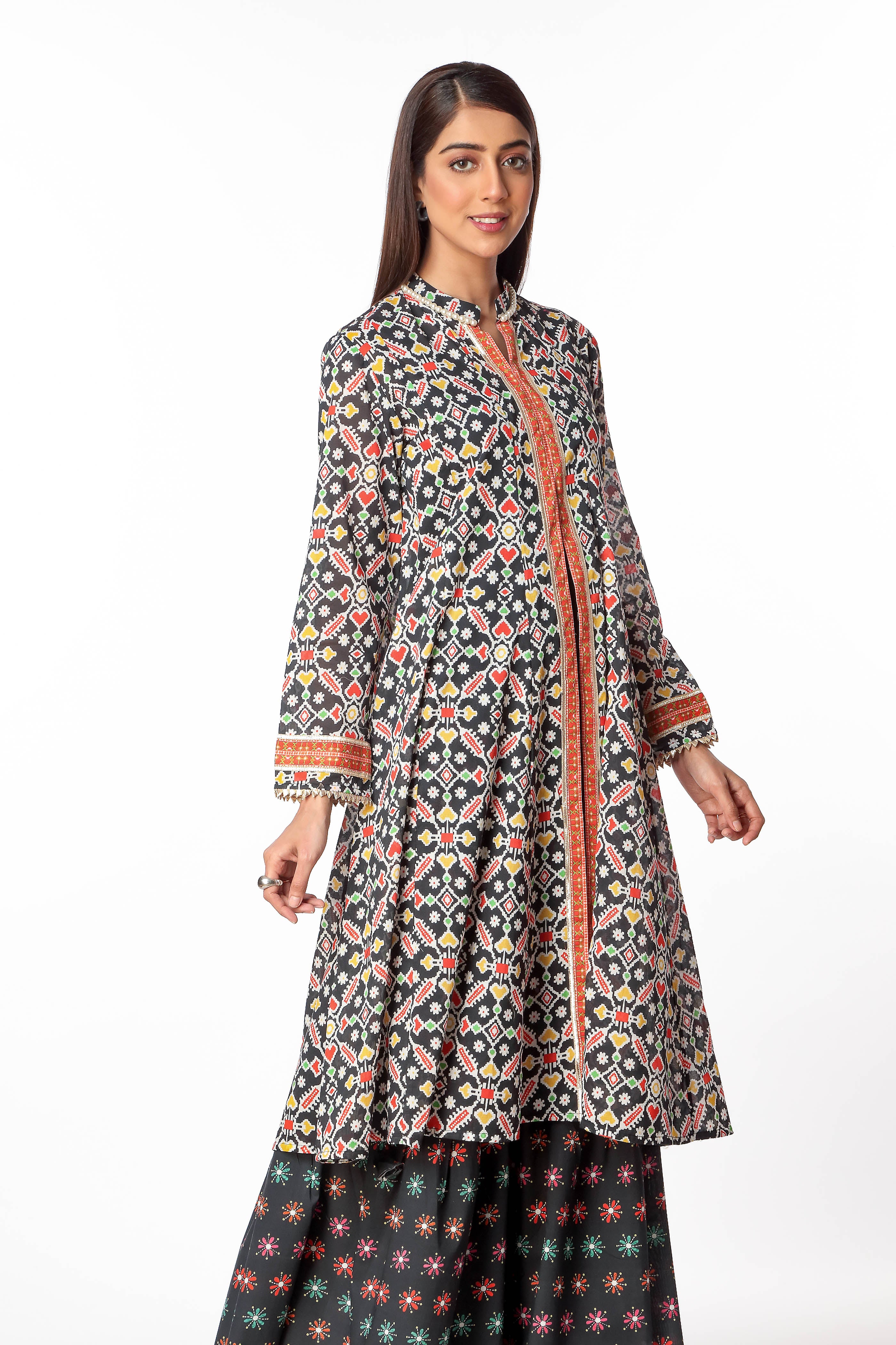 Patola Jaal in Multi coloured Printed Lawn fabric 2