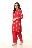 White Flower 1 in Red coloured Printed Lawn fabric 2