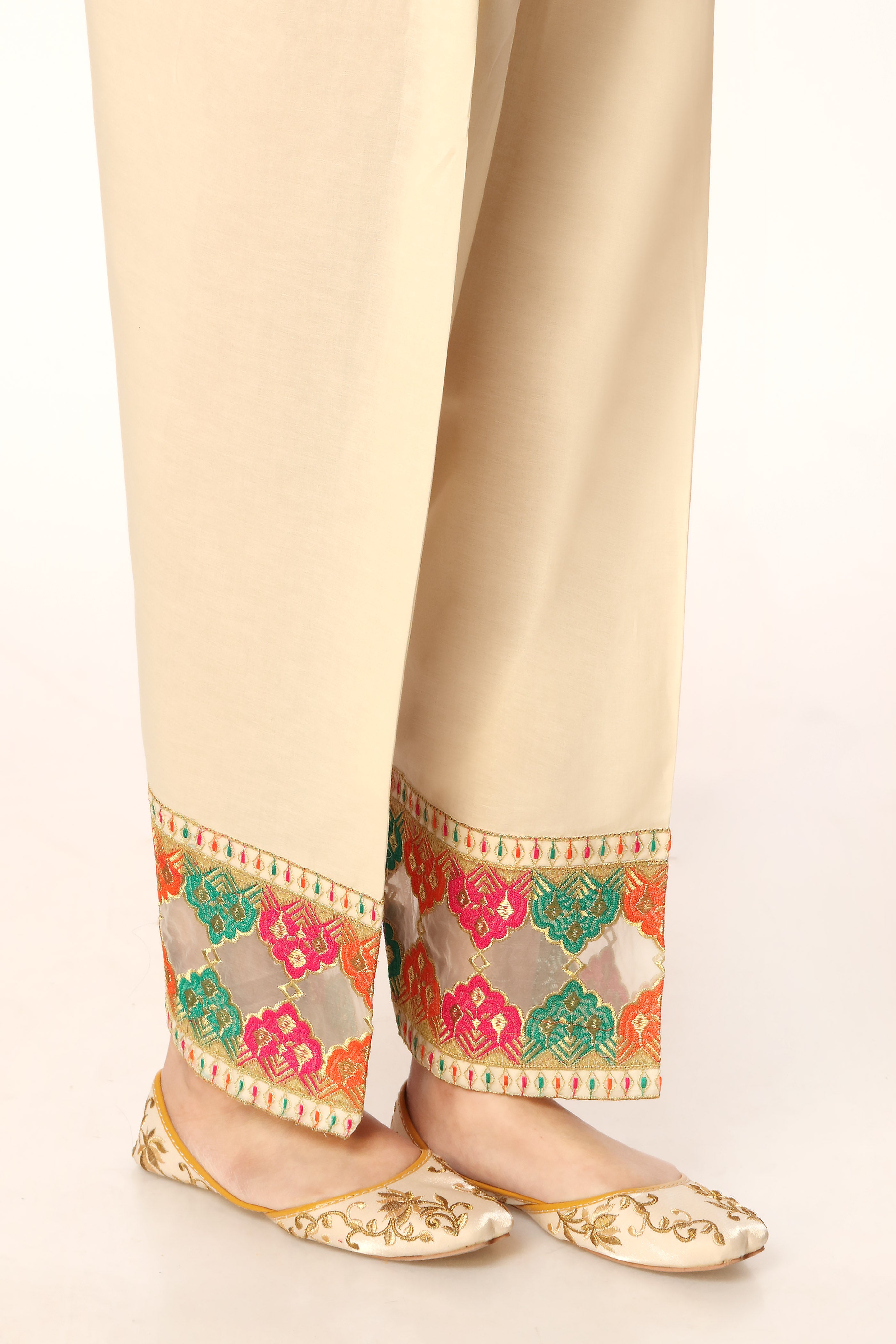 Organza Shalwar in Off White coloured Printed Lawn fabric 3