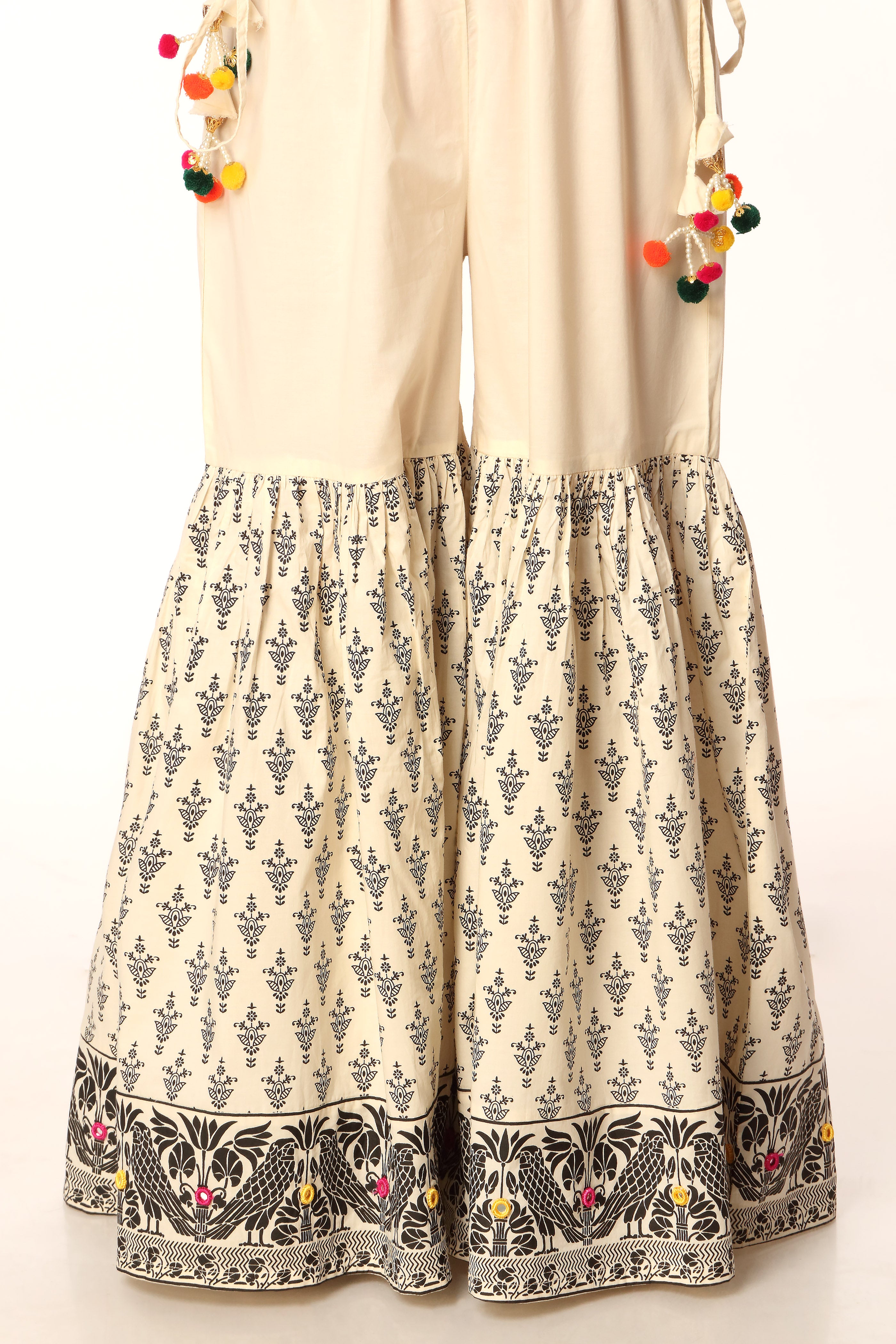 Black Booti 1 in Off White coloured Printed Lawn fabric