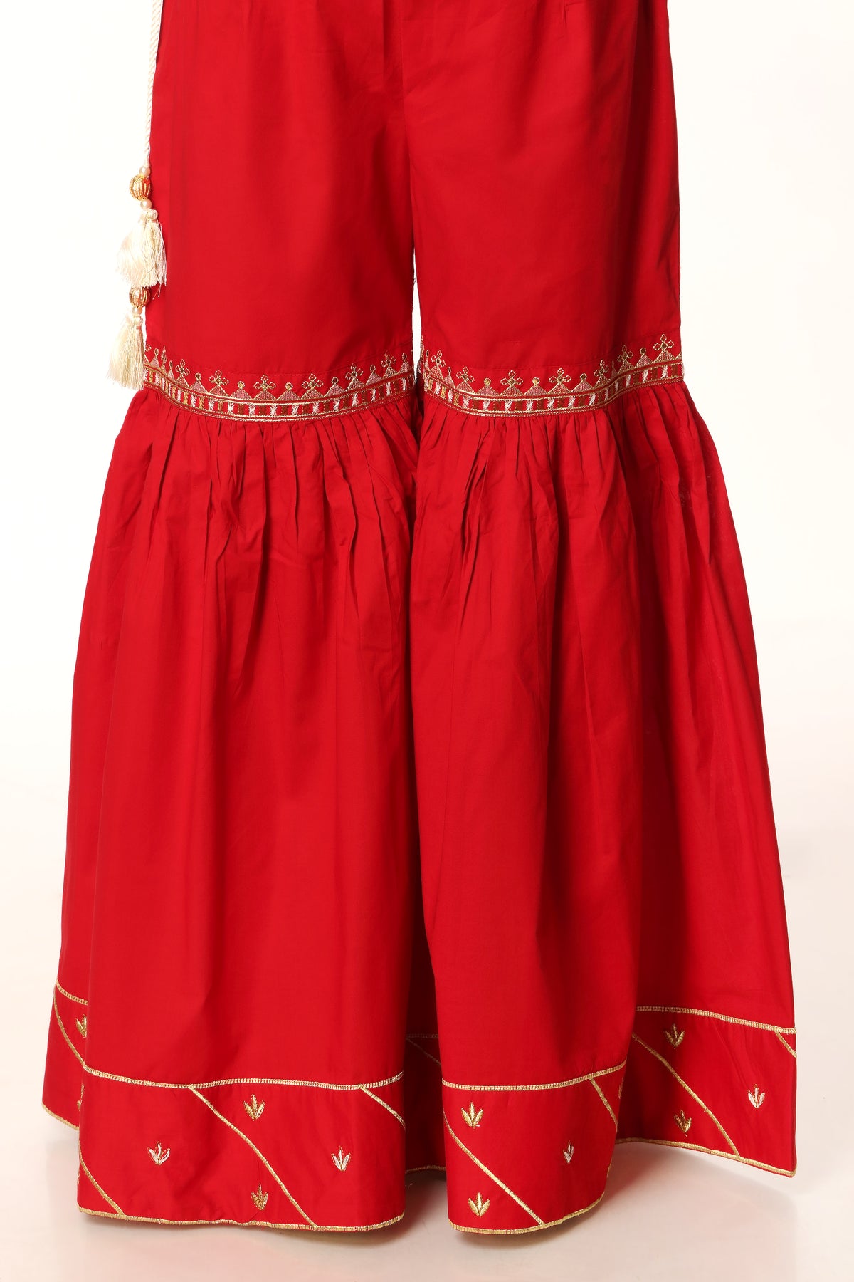 Red Booti Gharara in Red coloured Printed Lawn fabric