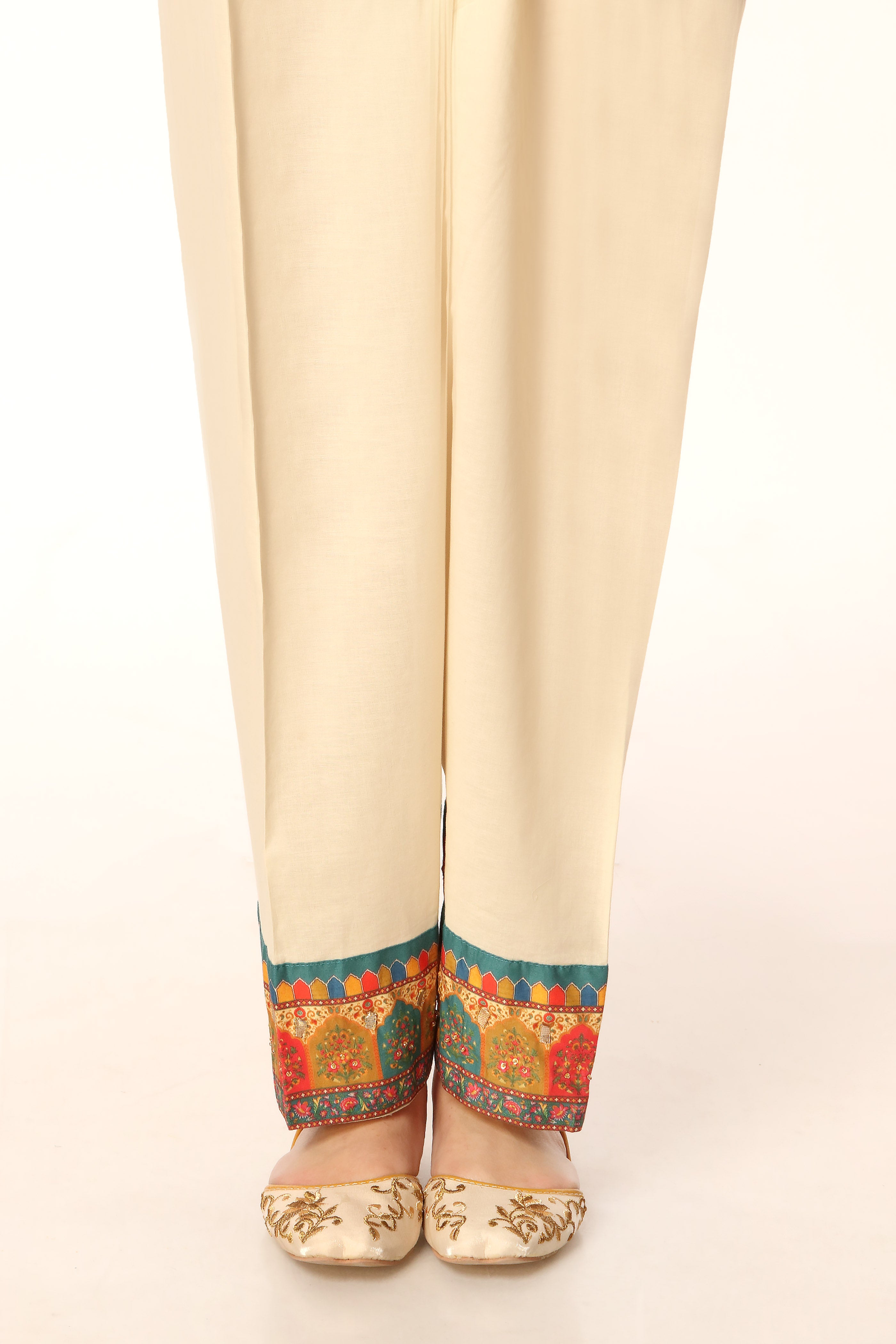 Mughal Bottom in Off White coloured Printed Lawn fabric
