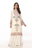 Wool Geometric in Off White coloured Printed Lawn fabric