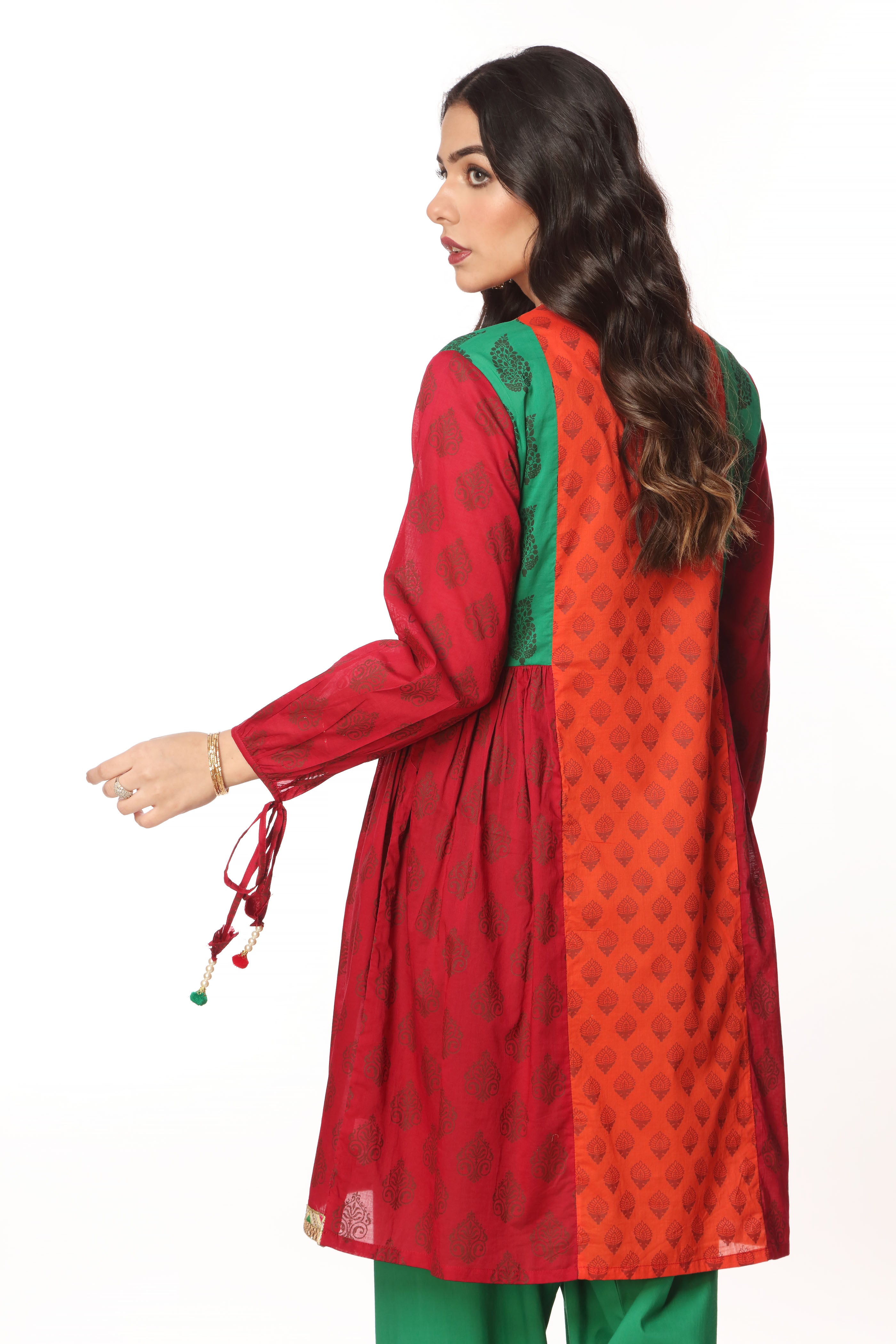 3 Rang Angrakha Ll in Multi coloured Printed Lawn fabric 3