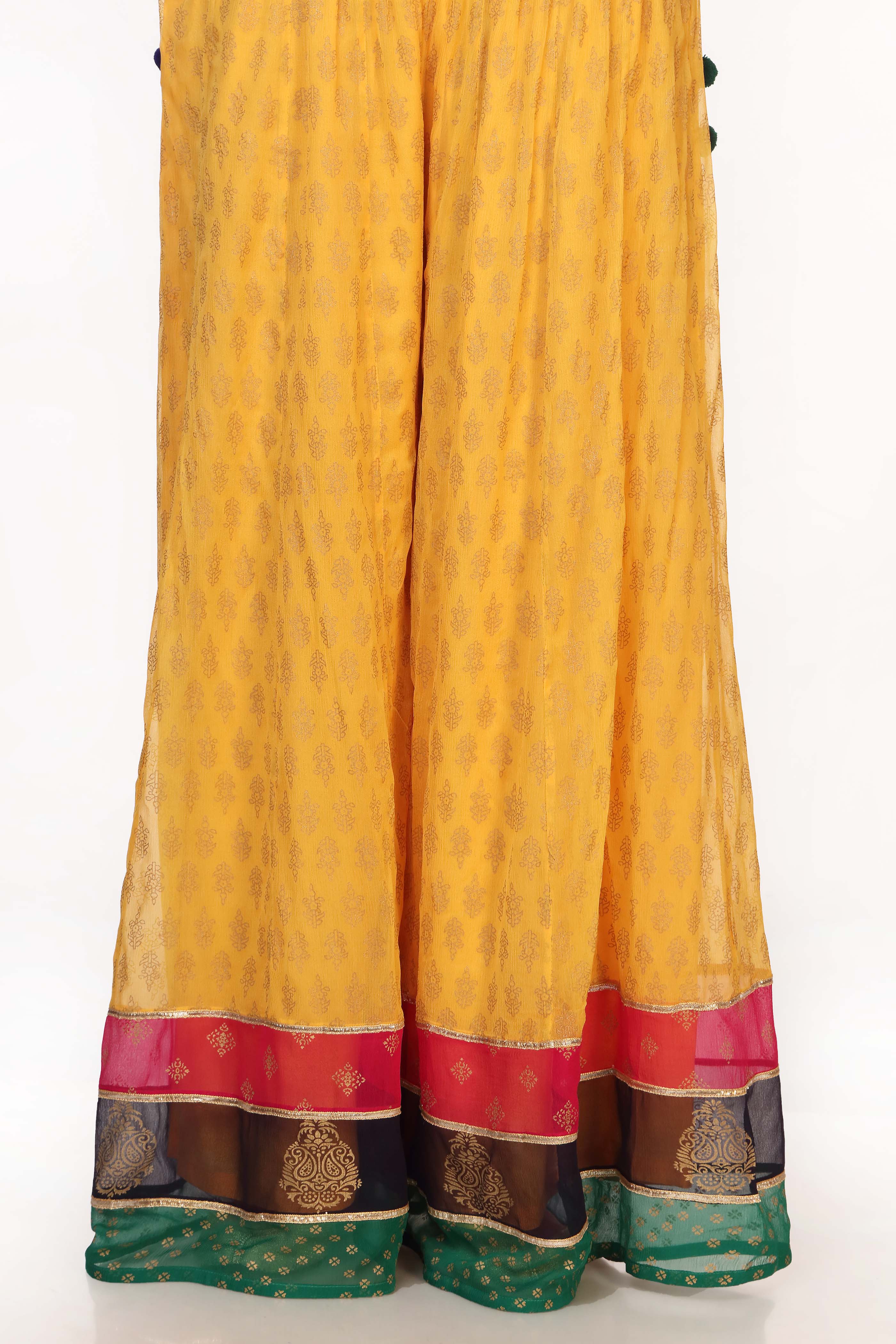 Multi Hues 1 in Yellow coloured Printed Lawn fabric