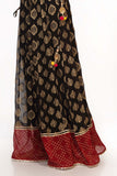 Red Line in Black coloured Printed Lawn fabric 2