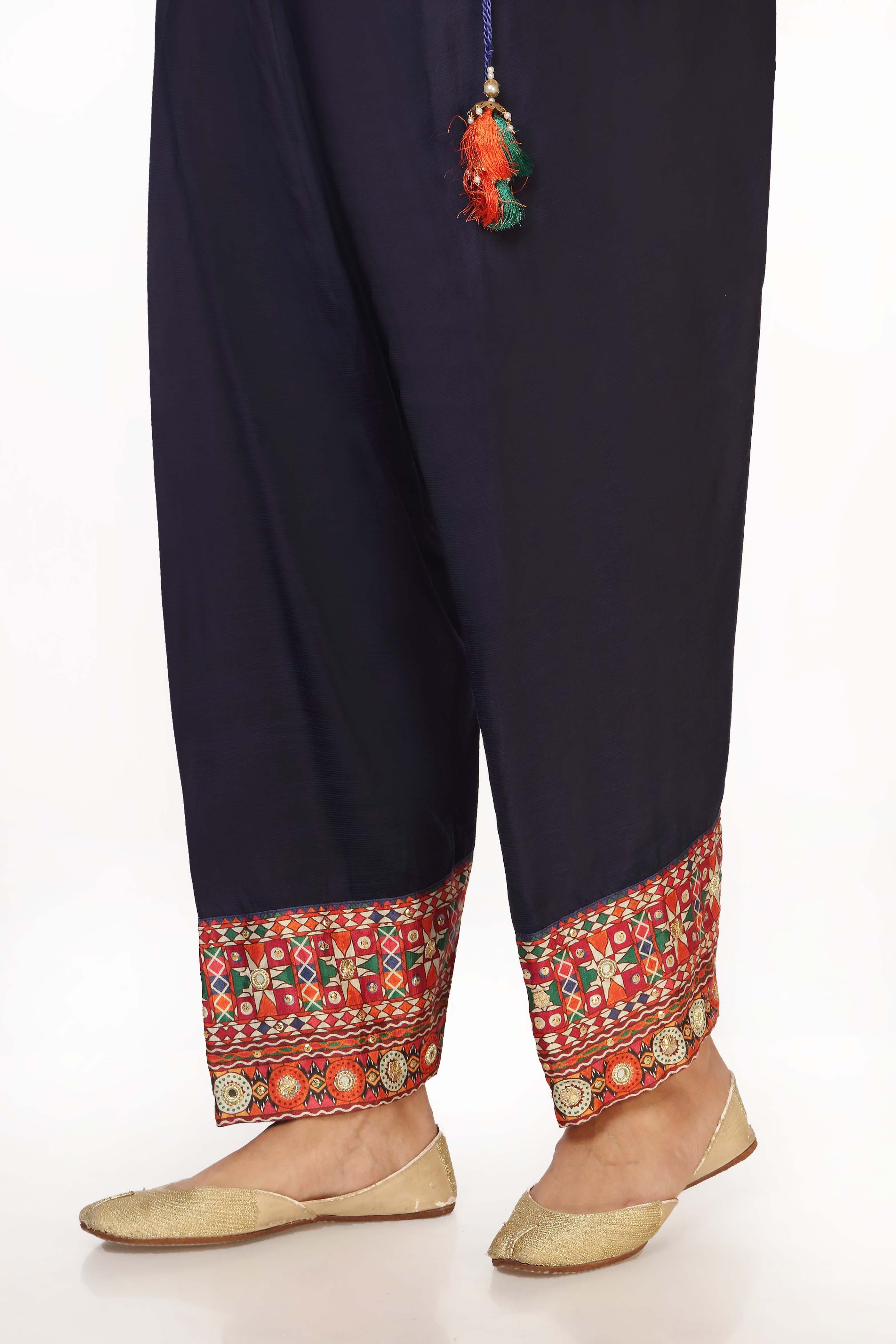 Square Shalwar in Navy Blue coloured Printed Lawn fabric 2