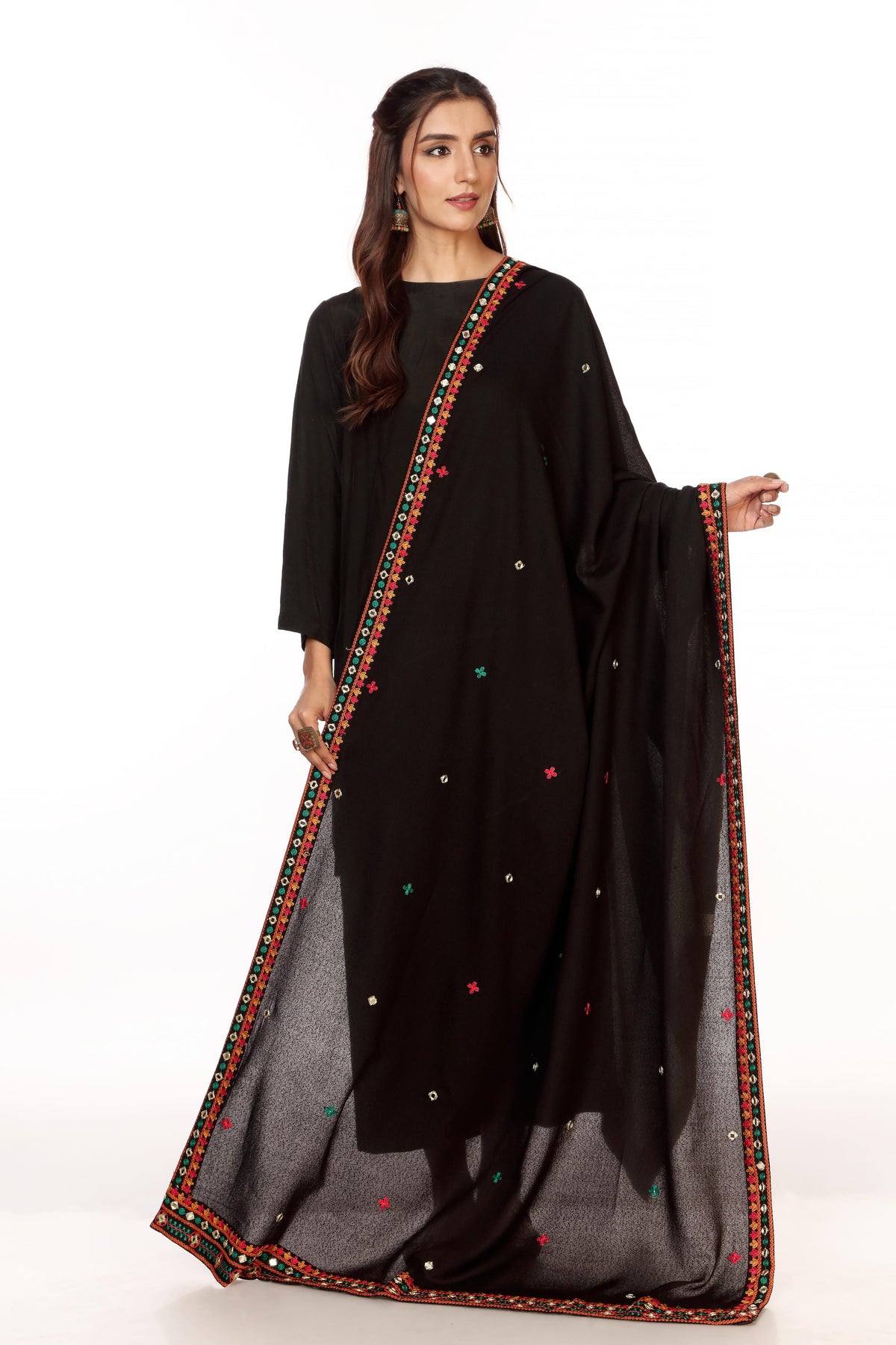 Pathani Chadder in Black coloured Printed Lawn fabric