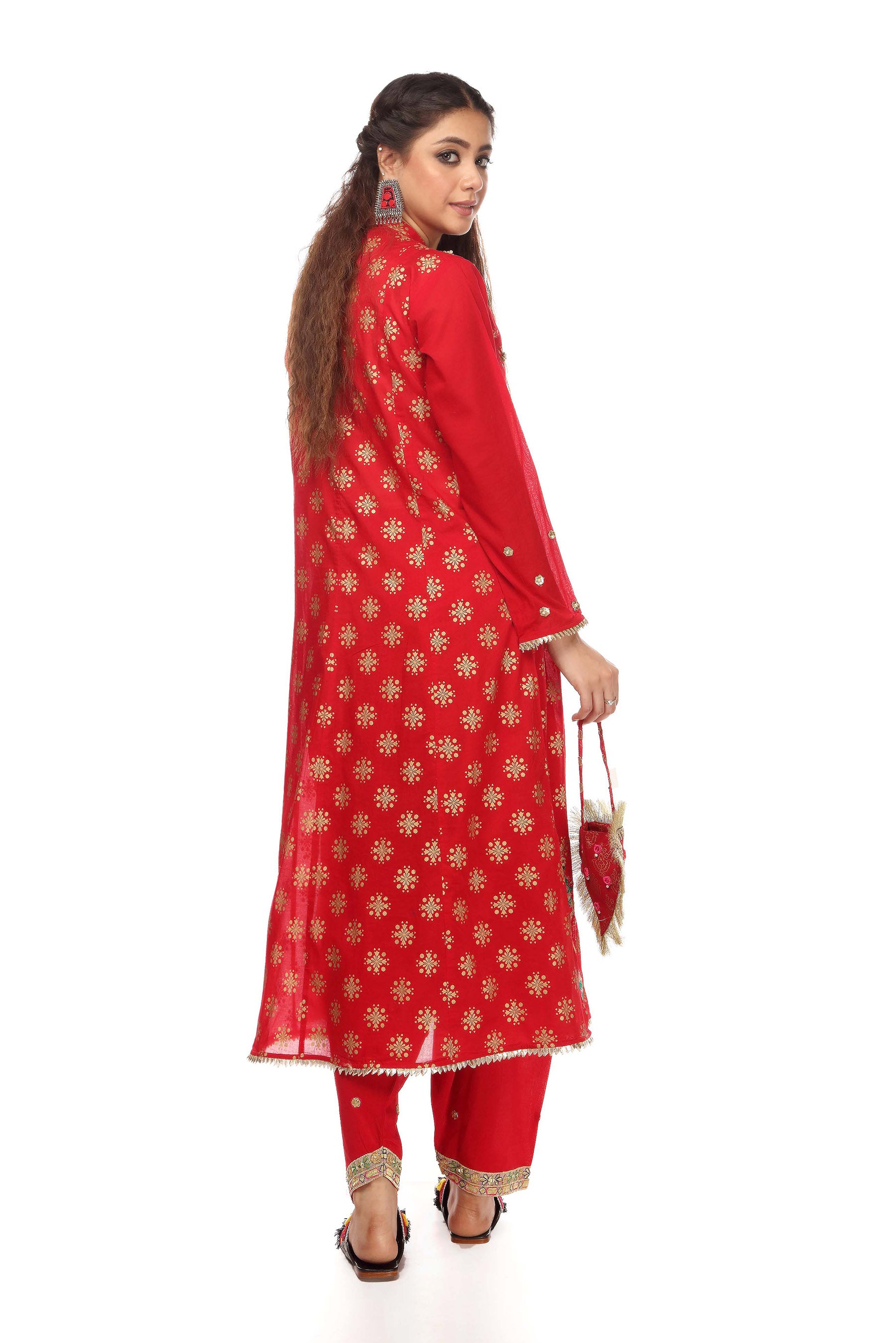 Red Paisley Frock (CR2660)