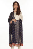 Round Sheesha Dupatta in Navy Blue coloured Printed Lawn fabric 2