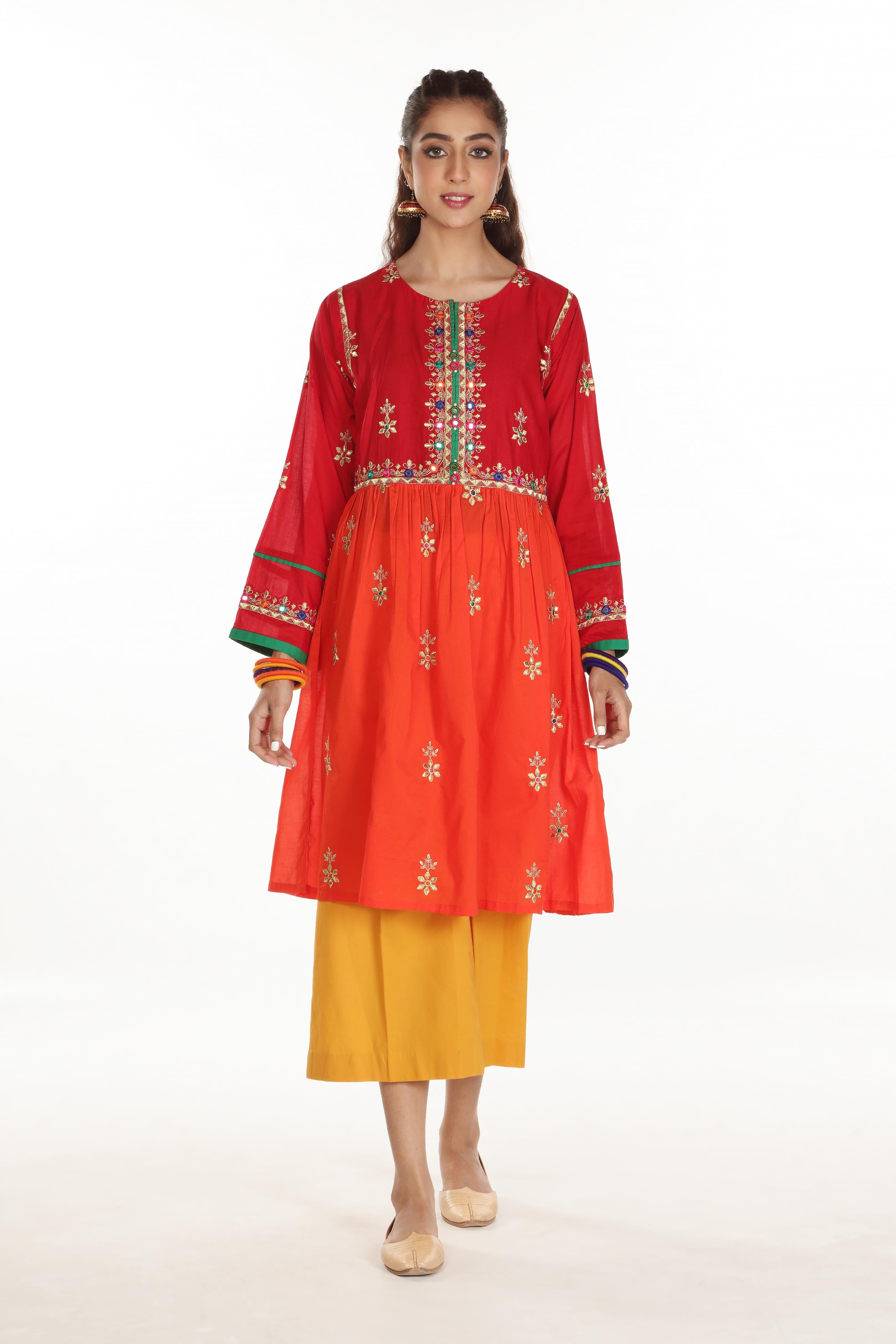 Red And Orange Frock Sl (CR2900)