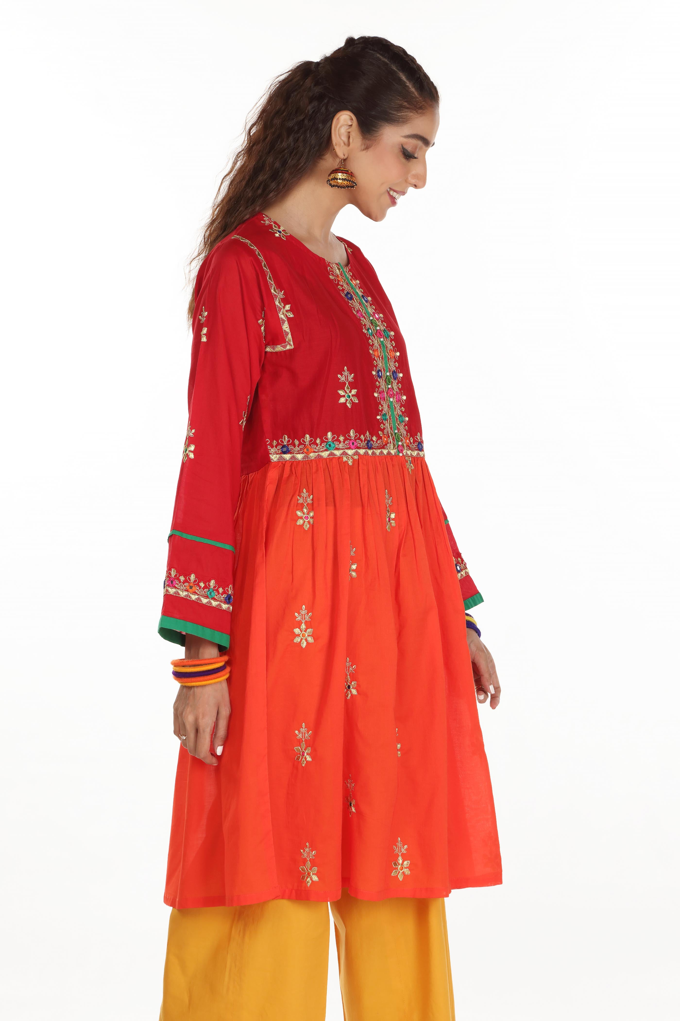 Red And Orange Frock Ll (CR2899)