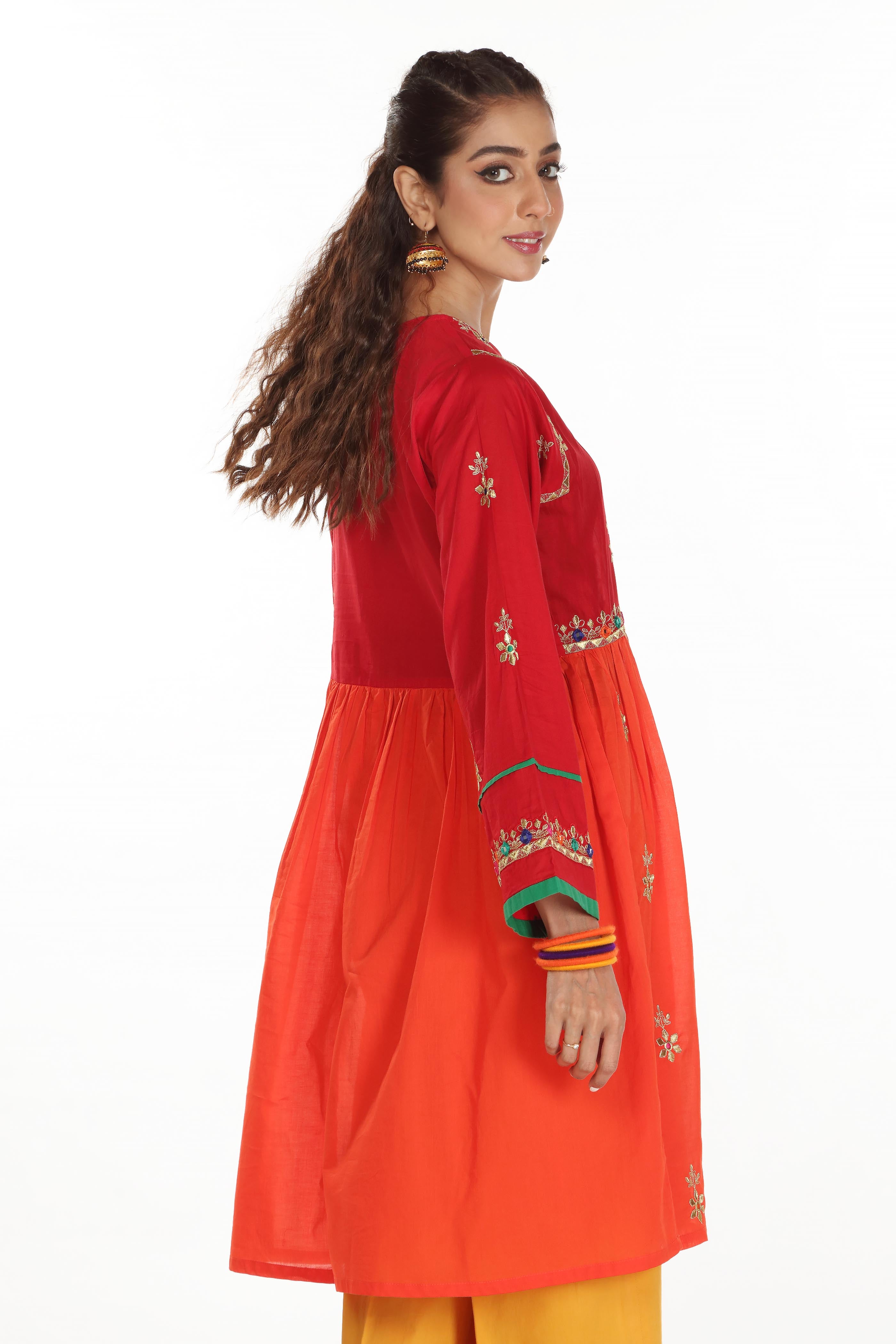 Red And Orange Frock Ll (CR2899)
