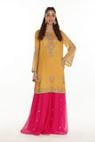 Mustard Jaal in Mustard coloured Pak Chiffon fabric