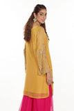 Mustard Jaal in Mustard coloured Pak Chiffon fabric 3