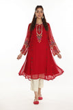 Red Mehrab 1 in Red coloured Printed Lawn fabric
