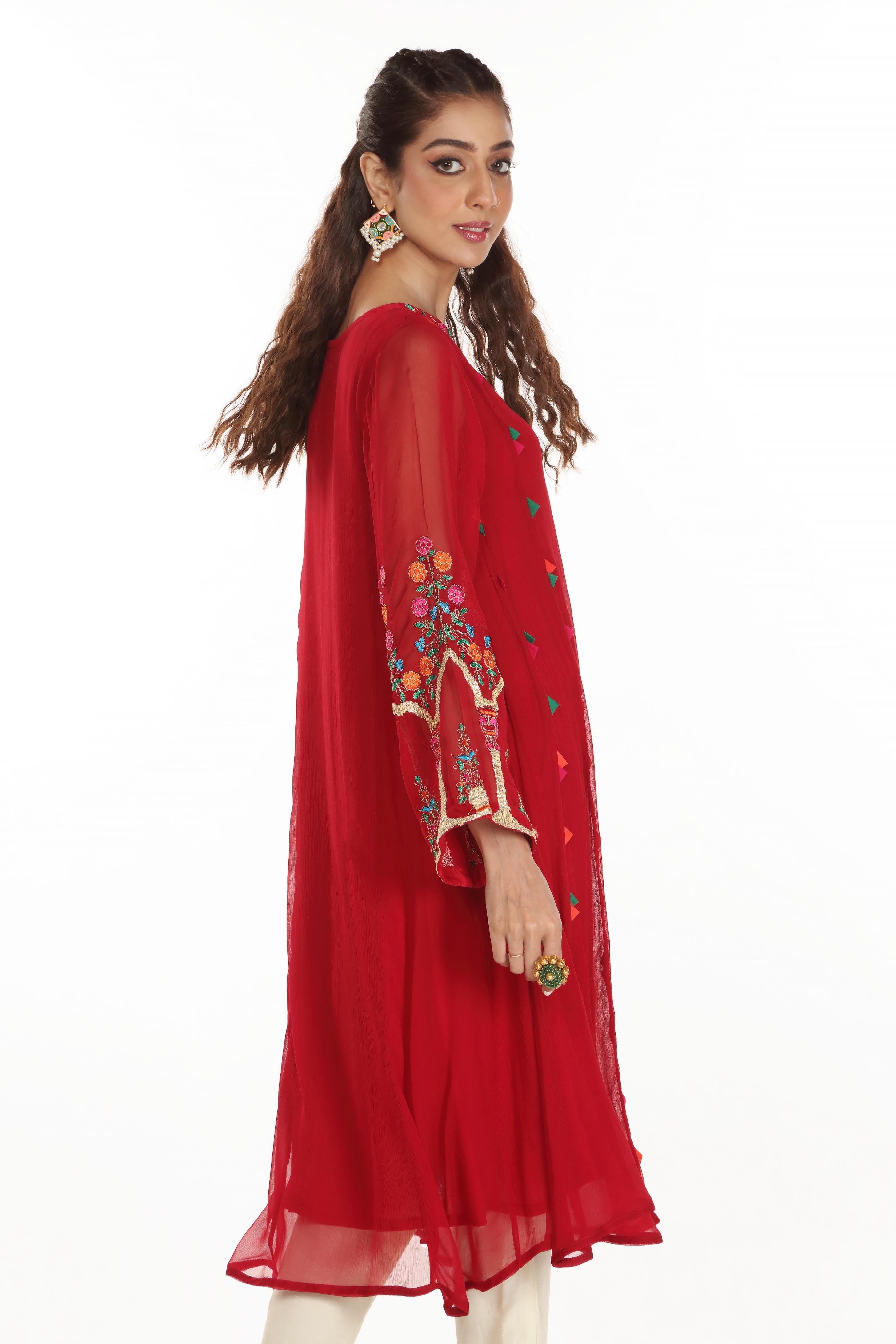 Red Mehrab 1 in Red coloured Printed Lawn fabric 3