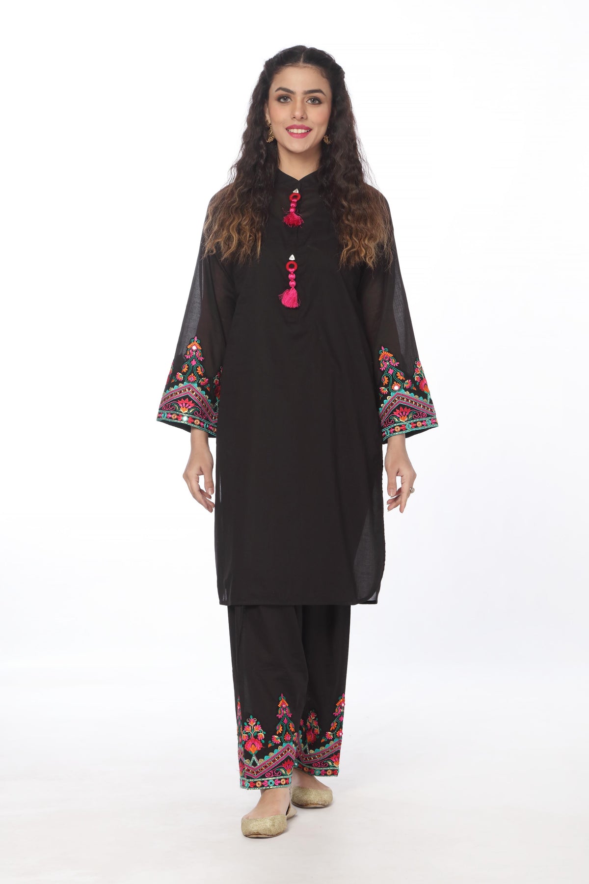 Discover Timeless Style: Black Motif Shirt in Black Printed Lawn ...